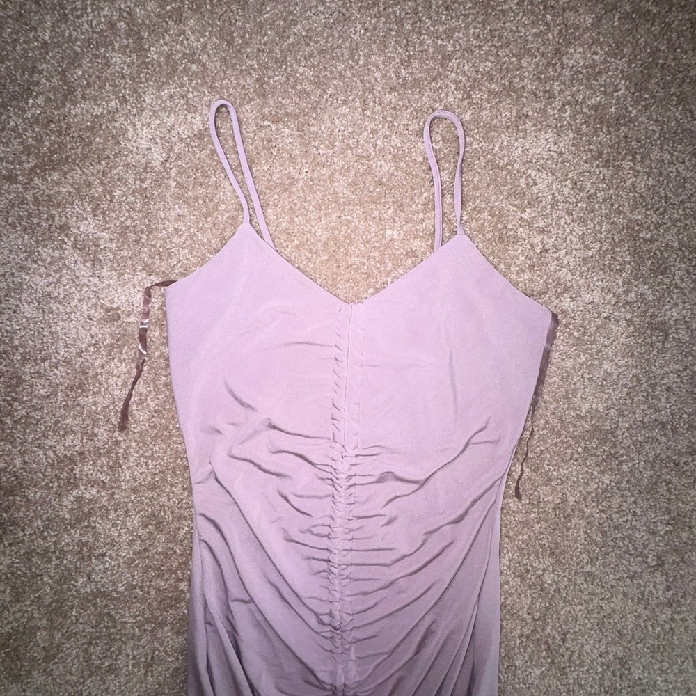 Charlotte Russe Lavender Bodycon Mini Dress Front Ruching & Spaghetti Straps - S